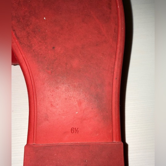 Tory Burch Red Gold Double T Logo Slide Sandals Size 6.5 - Picture 13 of 16